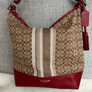 COACH Duffel Legacy Stripe Red Signature Handbag
